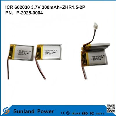 602030 3.7V 300mAh + ZHR1.5-2P Bateria z ultracienkiej konstrukcji Elastyczna kompatybilność dla różnych małych urządzeń inteligentnych Bluetooth słuchawki urządzenia noszone i przenośne sprzęt medyczny