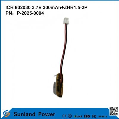 602030 3.7V 300mAh + ZHR1.5-2P Bateria z ultracienkiej konstrukcji Elastyczna kompatybilność dla różnych małych urządzeń inteligentnych Bluetooth słuchawki urządzenia noszone i przenośne sprzęt medyczny