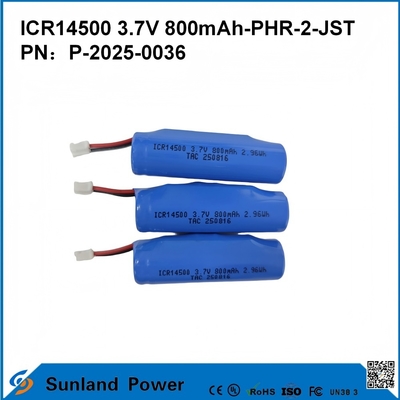 ICR14500 3,7V 800mAh-PHR-2-JST-10mm Bateria z przewodami