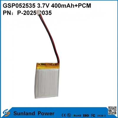 GSP052535 3,7V 400mAh+PCM Bateria używana w kompaktowych radiach dwukierunkowych, dyktafonach, mini lokalizatorach GPS, inteligentnych rysikach i podobnych urządzeniach
