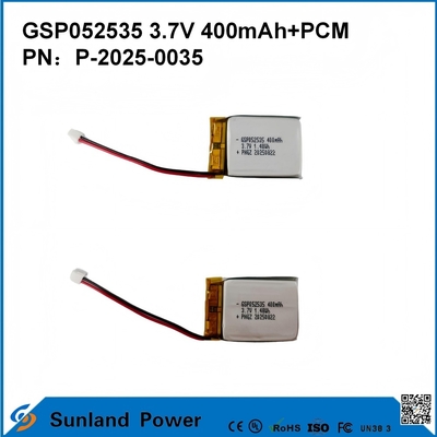 GSP052535 3,7V 400mAh+PCM Bateria używana w kompaktowych radiach dwukierunkowych, dyktafonach, mini lokalizatorach GPS, inteligentnych rysikach i podobnych urządzeniach