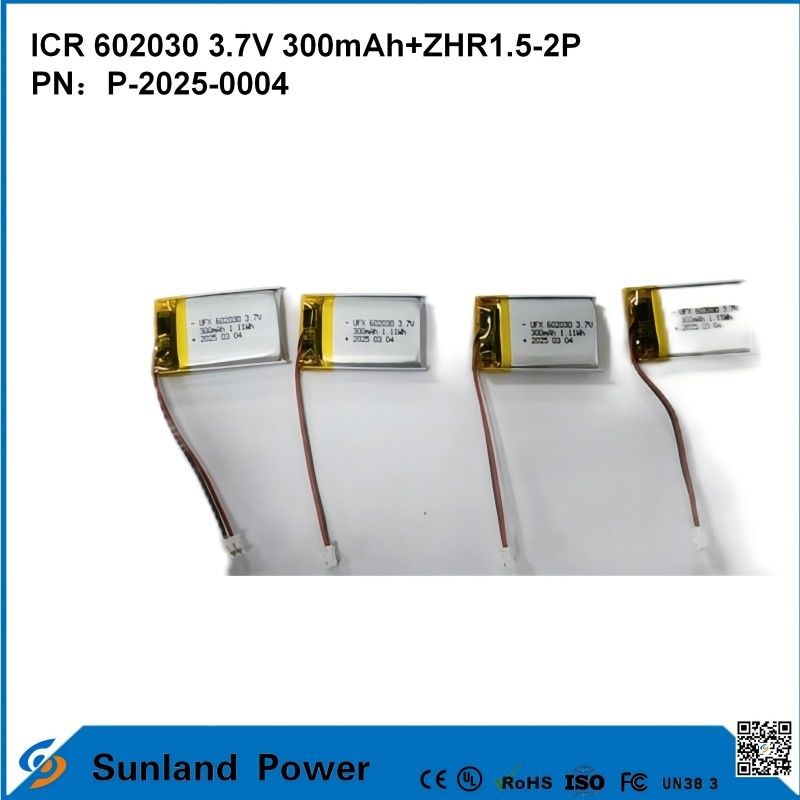 602030 3.7V 300mAh + ZHR1.5-2P Bateria z ultracienkiej konstrukcji Elastyczna kompatybilność dla różnych małych urządzeń inteligentnych Bluetooth słuchawki urządzenia noszone i przenośne sprzęt medyczny