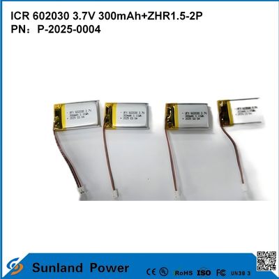 602030 3.7V 300mAh + ZHR1.5-2P Bateria z ultracienkiej konstrukcji Elastyczna kompatybilność dla różnych małych urządzeń inteligentnych Bluetooth słuchawki urządzenia noszone i przenośne sprzęt medyczny