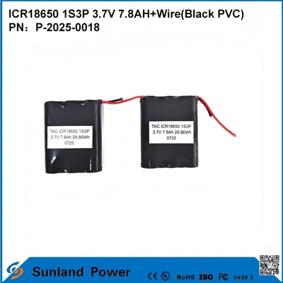 ICR18650 1S3P 3,7V 7,8AH+PRZEWÓD (CZARNY PVC) AKUMULATOR