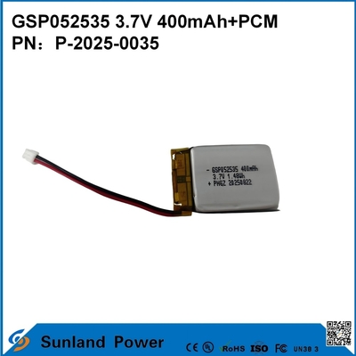 GSP052535 3,7V 400mAh+PCM Bateria używana w kompaktowych radiach dwukierunkowych, dyktafonach, mini lokalizatorach GPS, inteligentnych rysikach i podobnych urządzeniach