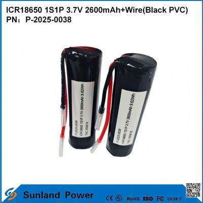 Akumulator ICR18650 1S1P 3.7V 2600MAH + KABEL (CZARNY PVC)