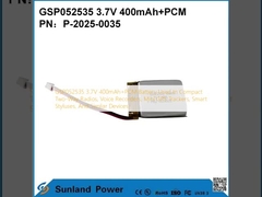 GSP052535 3,7V 400mAh+PCM Bateria używana w kompaktowych radiach dwukierunkowych, dyktafonach, mini lokalizatorach GPS, inteligentnych rysikach i podobnych urządzeniach