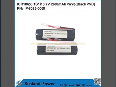 ICR18650 1S1P 3,7V 2600mAh+Przewód (czarny PVC)